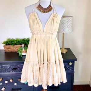 Free People 100 Degree Ivory Sand Mini Dress M - image 1